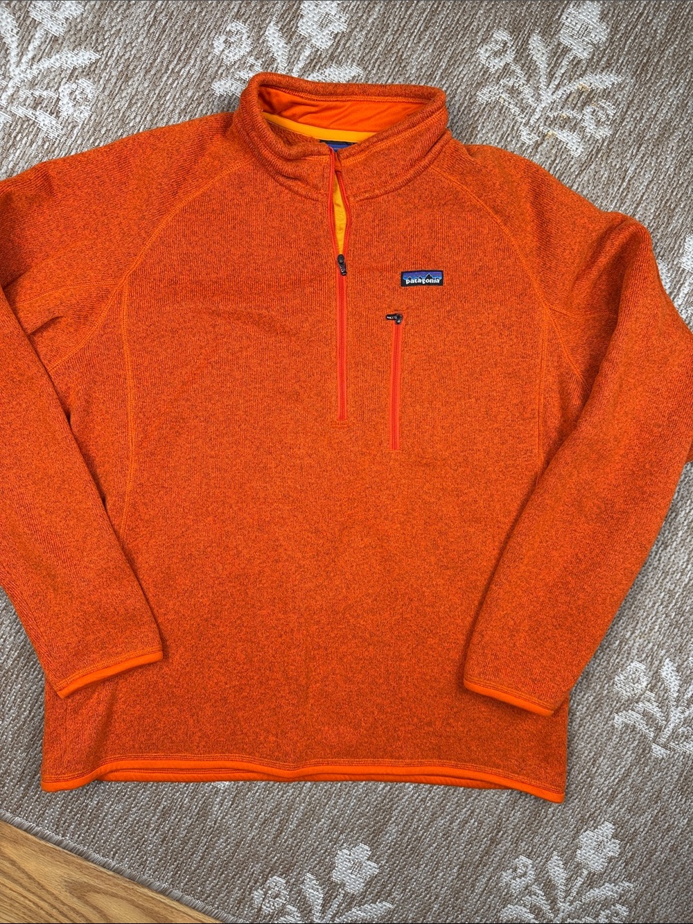 Patagonia Orange Zip-Up Fleece Pullover